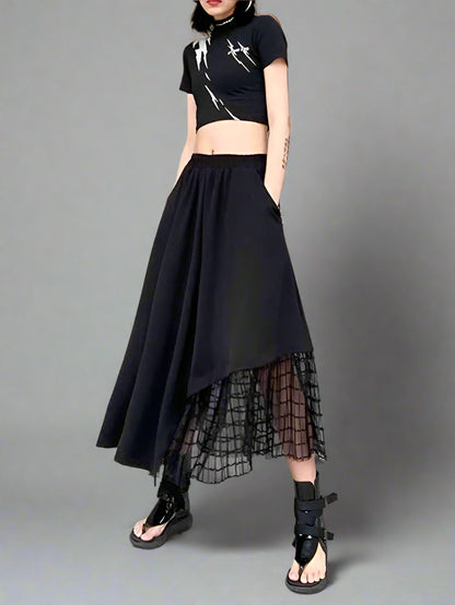 Mesh Casual Midi Skirt