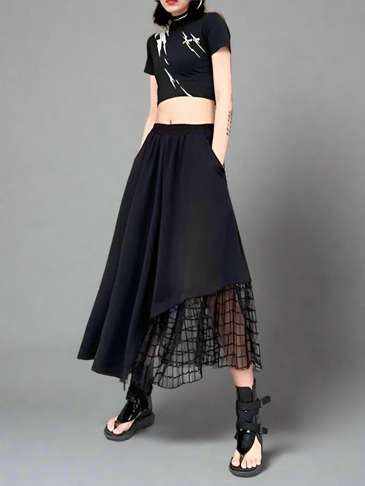 Mesh Casual Midi Skirt