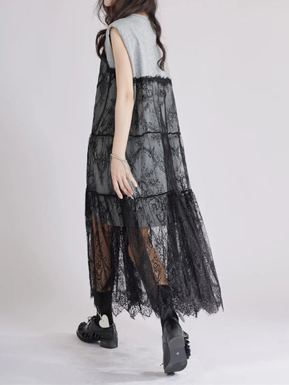 Gray Lace Shaper Dress – Elegant & Slimming Bodycon Style