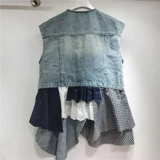 Blue Moon Fashion V-neck Denim Waistcoat