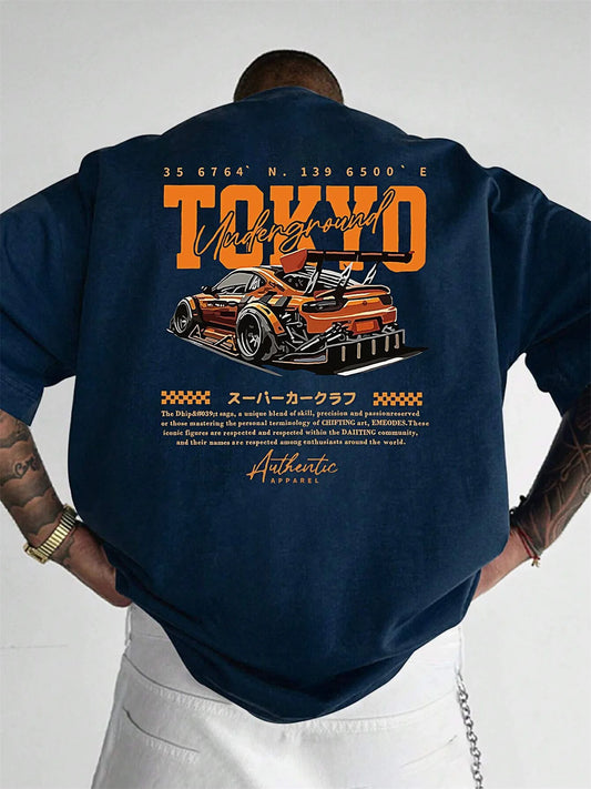 Men's  100% Cotton Fashionable  Large Size Japanese Tokyo T-shirt