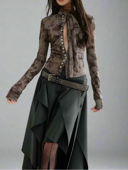 Dark Gray Burr Irregular  Skirt