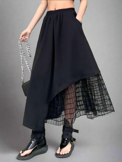 Mesh Casual Midi Skirt