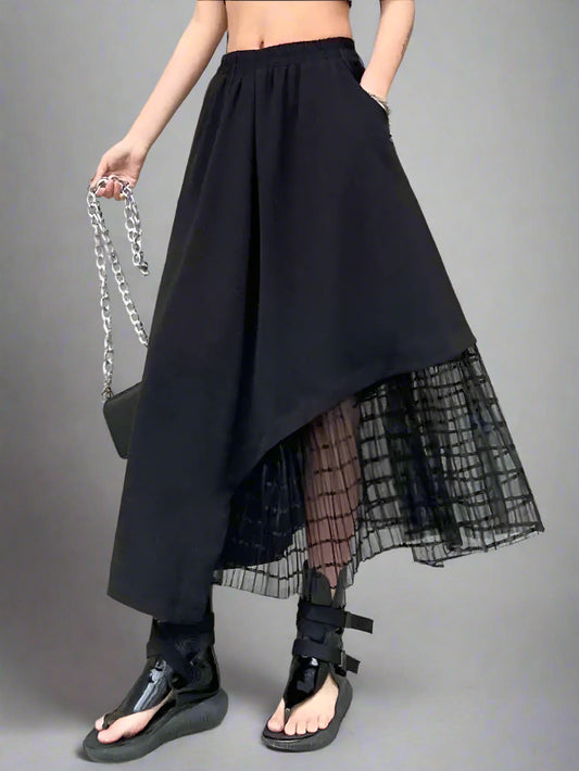 Mesh Casual Midi Skirt