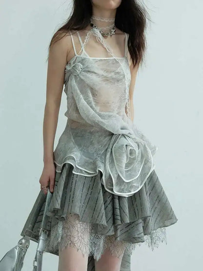 Gray Lace TR Skirt