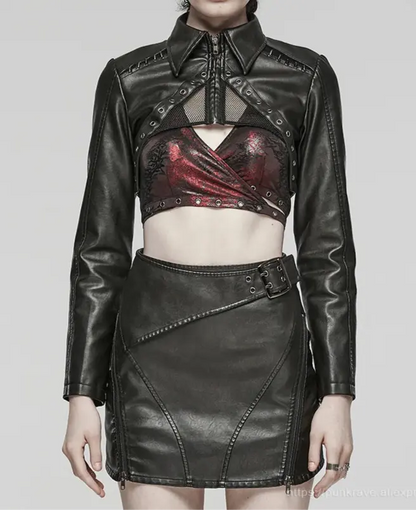 Women's  Leather Short Jacket Blue Moon Fashion House