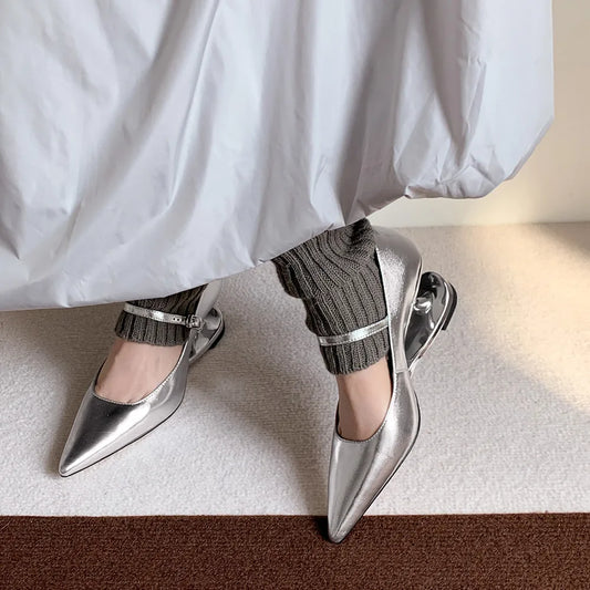 Blue Moon Elegant Pointed-Toe Genuine Leather Pumps