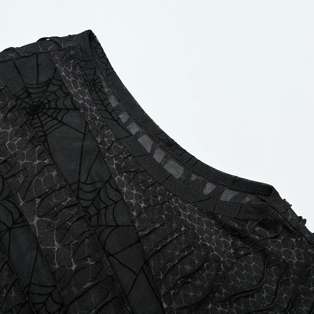 Men's Gothic Asymmetric Sharp Teeth Mesh Vest  Top