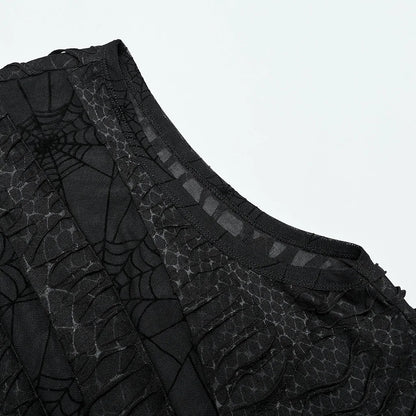 Men's Gothic Asymmetric Sharp Teeth Mesh Vest  Top