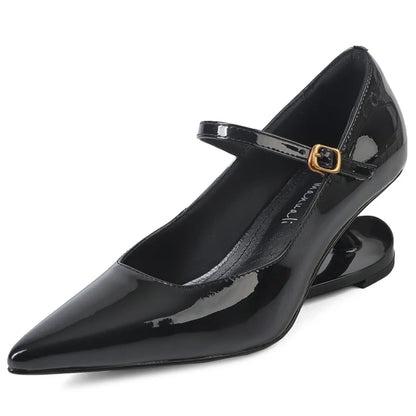 Blue Moon Elegant Pointed-Toe Genuine Leather Pumps