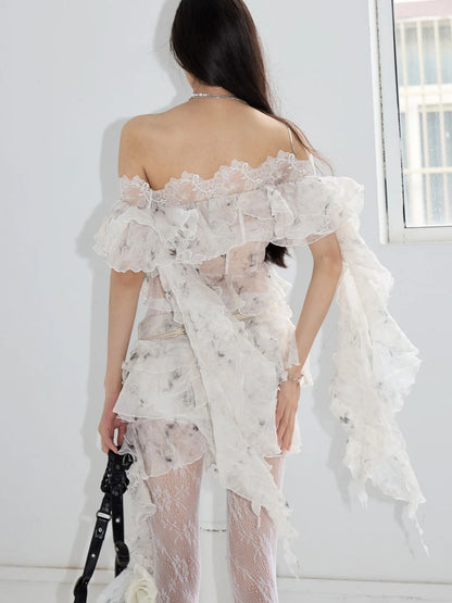 AX Beige  Ruffles Thin Blouse