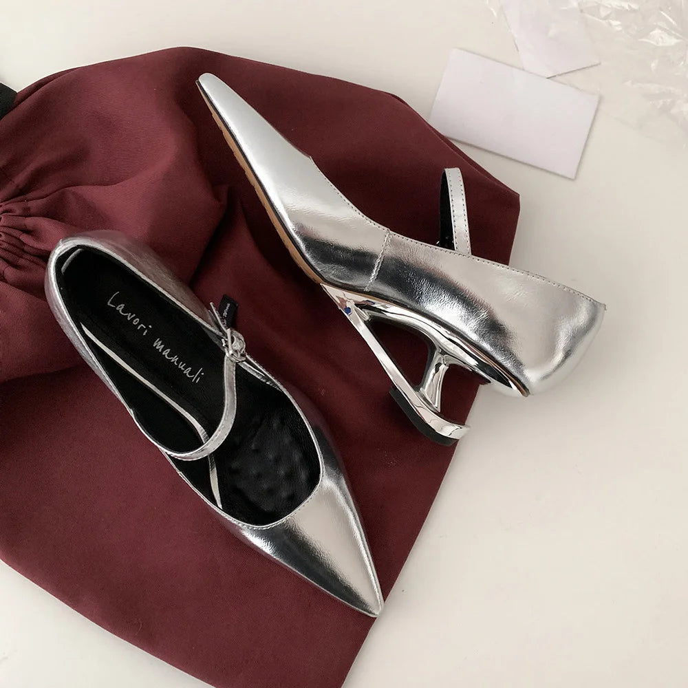 Blue Moon Elegant Pointed-Toe Genuine Leather Pumps