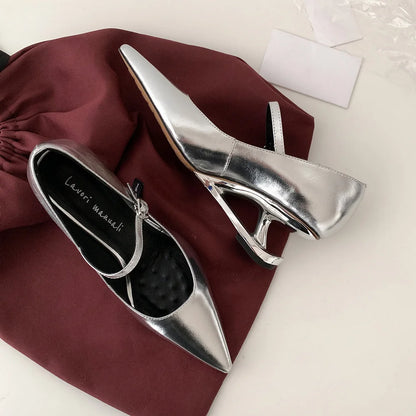 Blue Moon Elegant Pointed-Toe Genuine Leather Pumps