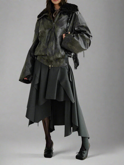 Dark Gray Burr Irregular  Skirt