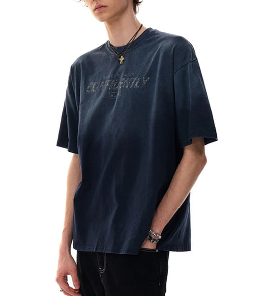Brin Gradient Tie-dyed Letter Design T-shirt