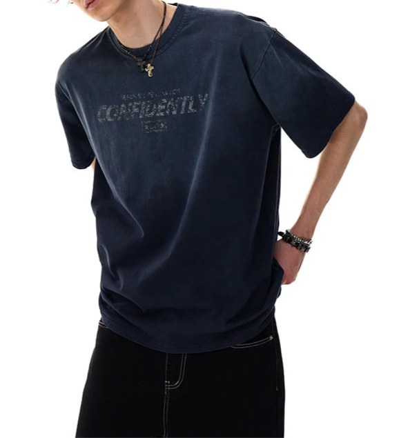 Brin Gradient Tie-dyed Letter Design T-shirt
