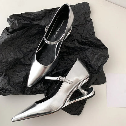 Blue Moon Elegant Pointed-Toe Genuine Leather Pumps