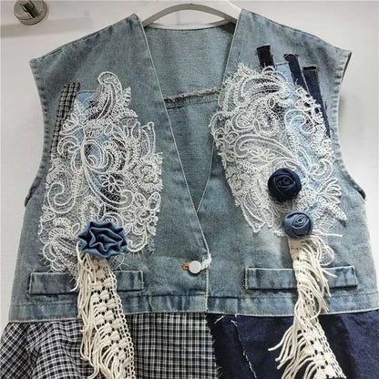 Blue Moon Fashion V-neck Denim Waistcoat