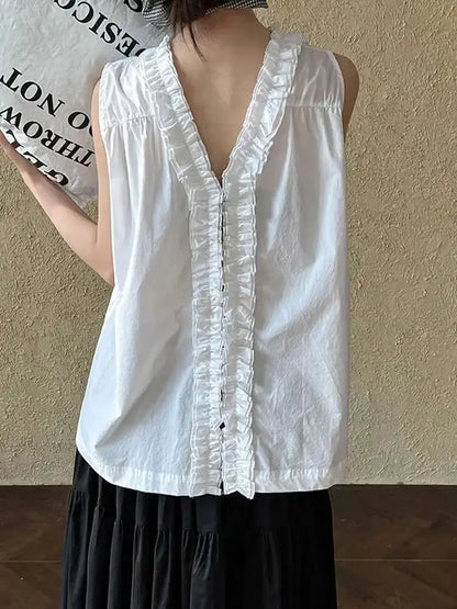 Ruffles Both Side Wear Tank Tops Blue Moon Fashion House