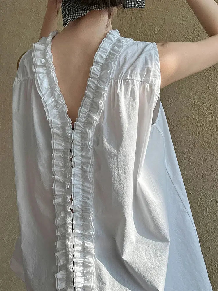 Ruffles Both Side Wear Tank Tops Blue Moon Fashion House