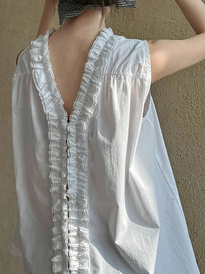Ruffles Both Side Wear Tank Tops Blue Moon Fashion House