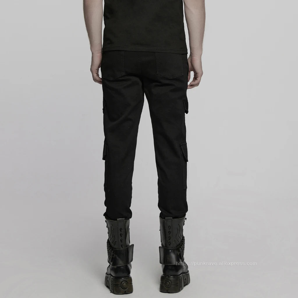 Men's Slim Denim Pants Geometric 3D Segmentation Pleats Trousers