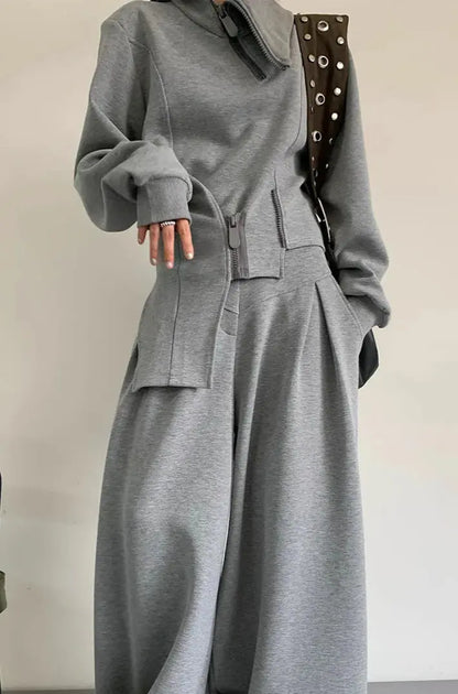 Gray Two Pieces  Mono Set