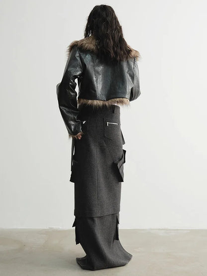 Double Wear Faux Fur Leather Jacket