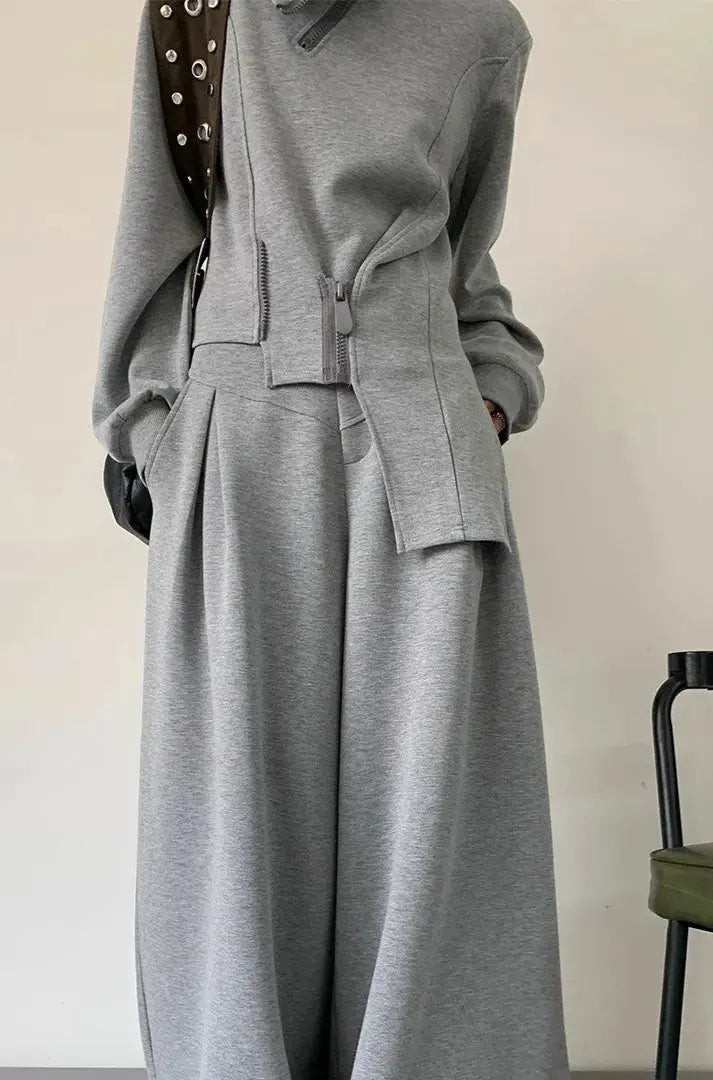 Gray Two Pieces  Mono Set