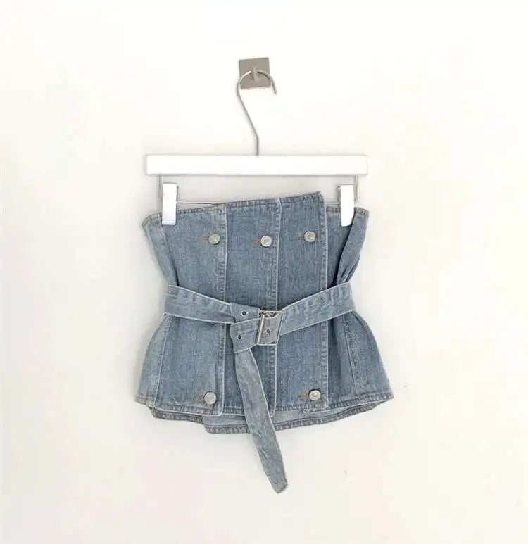 Set -Shirt and  Sleeveless  Denim Vest
