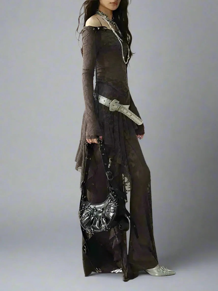 Lace Top-Wide Leg Pants Two Piece Suit