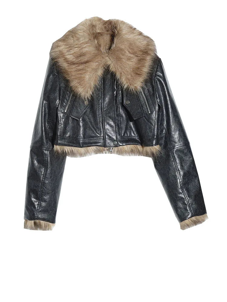 Double Wear Faux Fur Leather Jacket