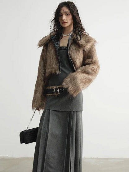 Double Wear Faux Fur Leather Jacket