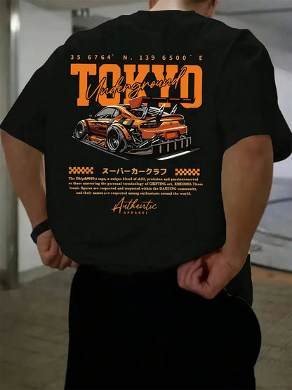 Men's  100% Cotton Fashionable  Large Size Japanese Tokyo T-shirt