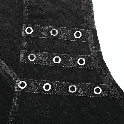 Men's  Elastic Knitted Hooded  Black Tank