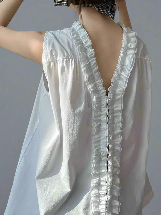 Ruffles Both Side Wear Tank Tops Blue Moon Fashion House