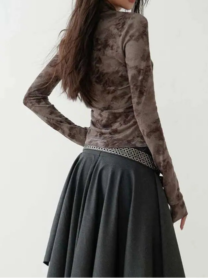 Dark Gray Burr Irregular  Skirt