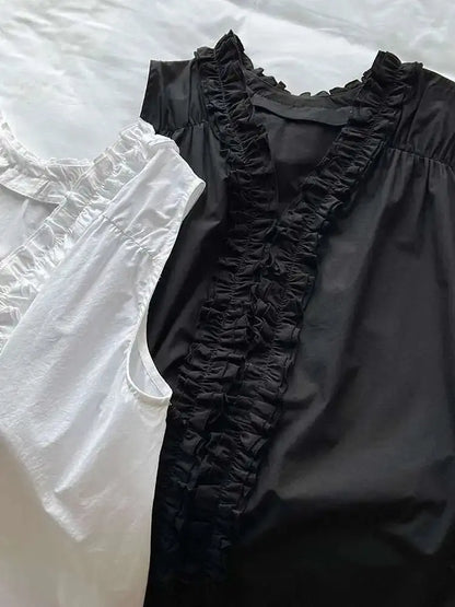 Ruffles Both Side Wear Tank Tops Blue Moon Fashion House