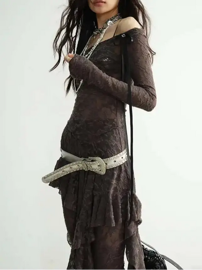 Lace Top-Wide Leg Pants Two Piece Suit