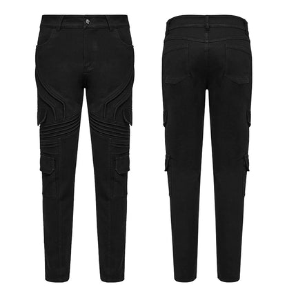 Men's Slim Denim Pants Geometric 3D Segmentation Pleats Trousers
