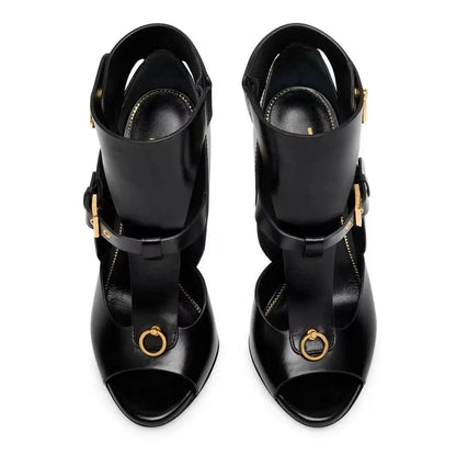 Stana Leather Sandals Boots Blue Moon Fashion House