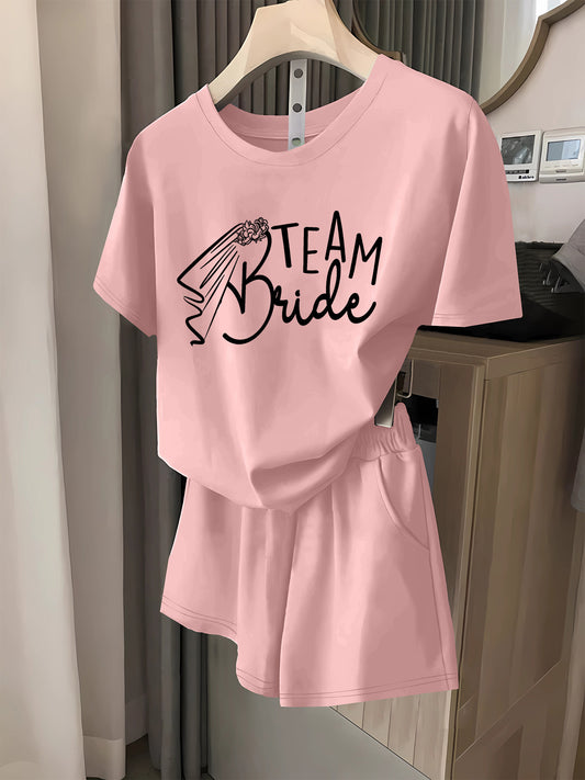 "Team Bride" Graphic Tee & Shorts Set