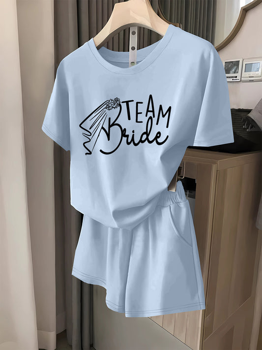 "Team Bride" Graphic Tee & Shorts Set