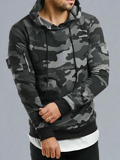 Men's Camouflage Pocket Long-Sleeved Hoodie