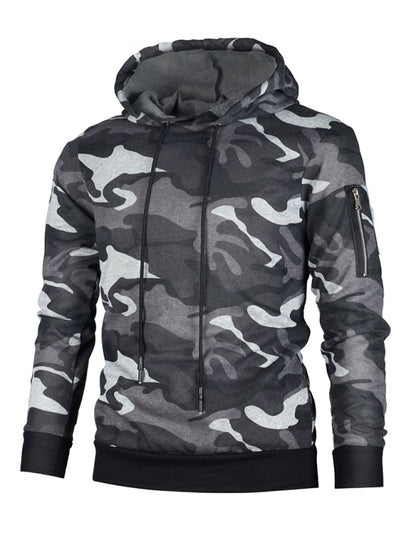 Men's Camouflage Pocket Long-Sleeved Hoodie