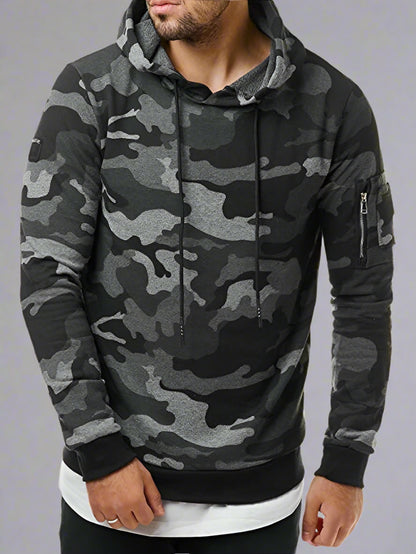 Men's Camouflage Pocket Long-Sleeved Hoodie