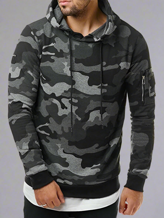 Men's Camouflage Pocket Long-Sleeved Hoodie