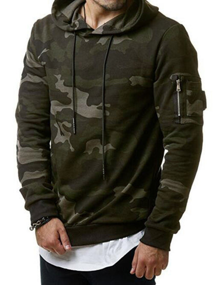 Men's Camouflage Pocket Long-Sleeved Hoodie