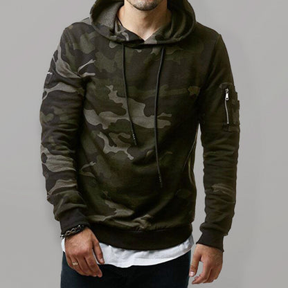 Men's Camouflage Pocket Long-Sleeved Hoodie