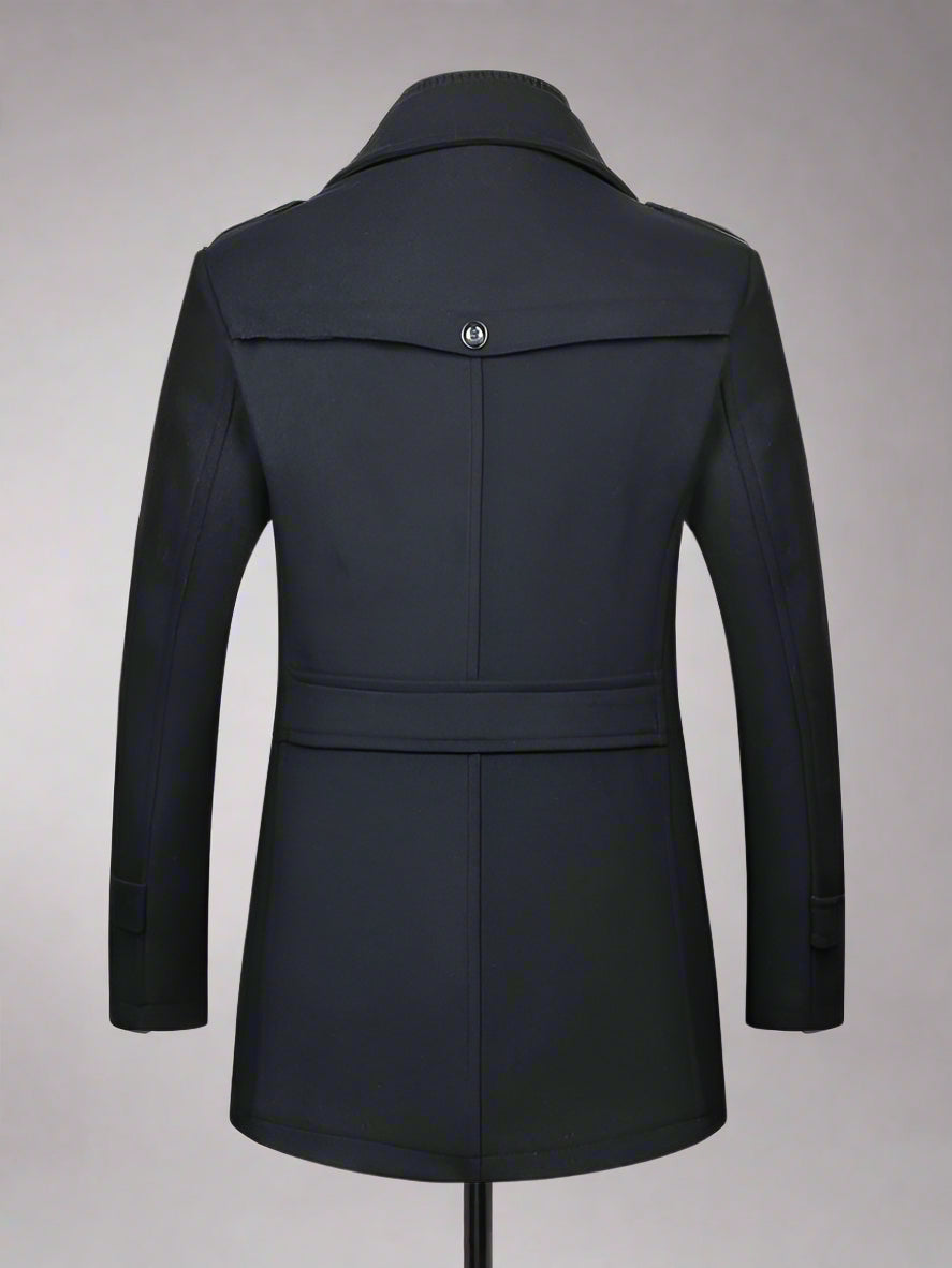 Blue Moon Fashion Men's Wool Zipper Double Collar Coat